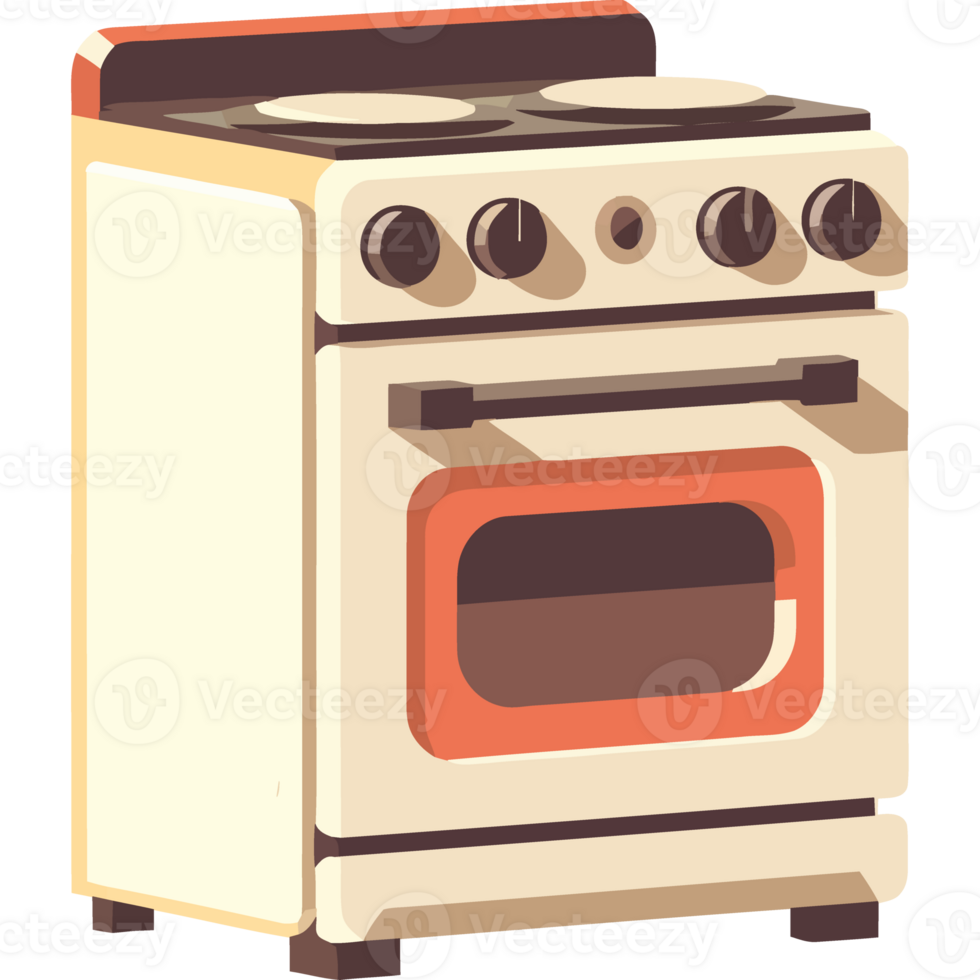 A cartoon stove with a white oven png