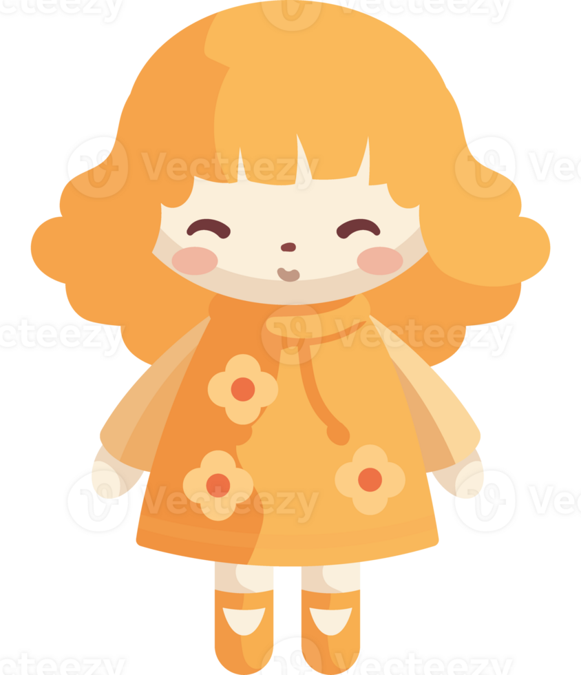 An orange girl with a flower on her head png
