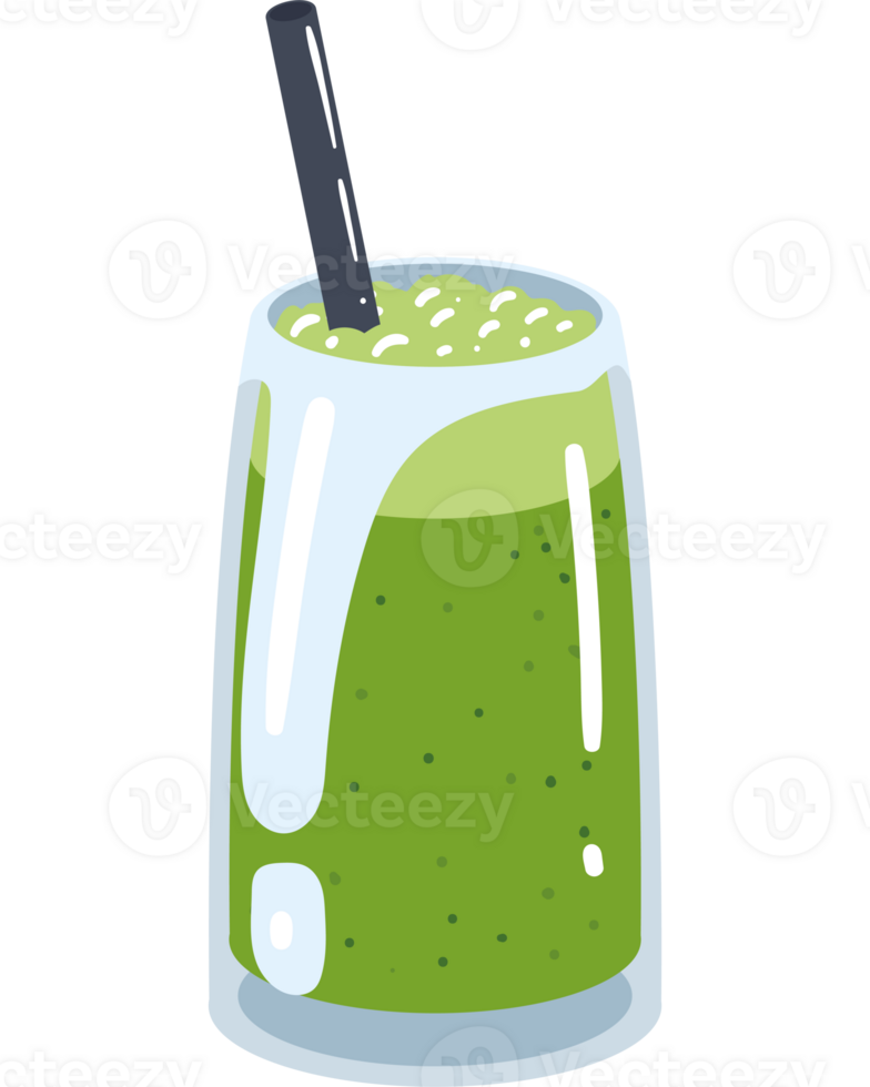 Green smoothie with a straw png