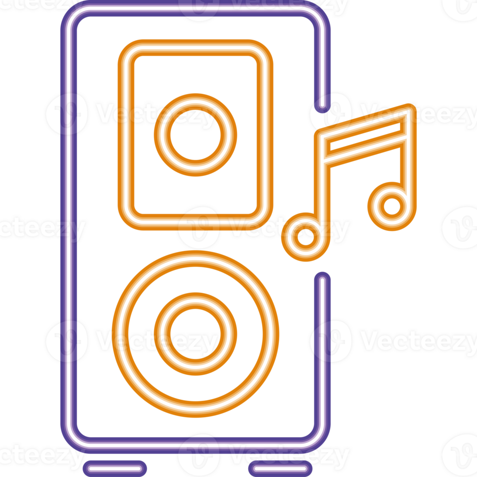 A neon sign with a speaker and music notes png