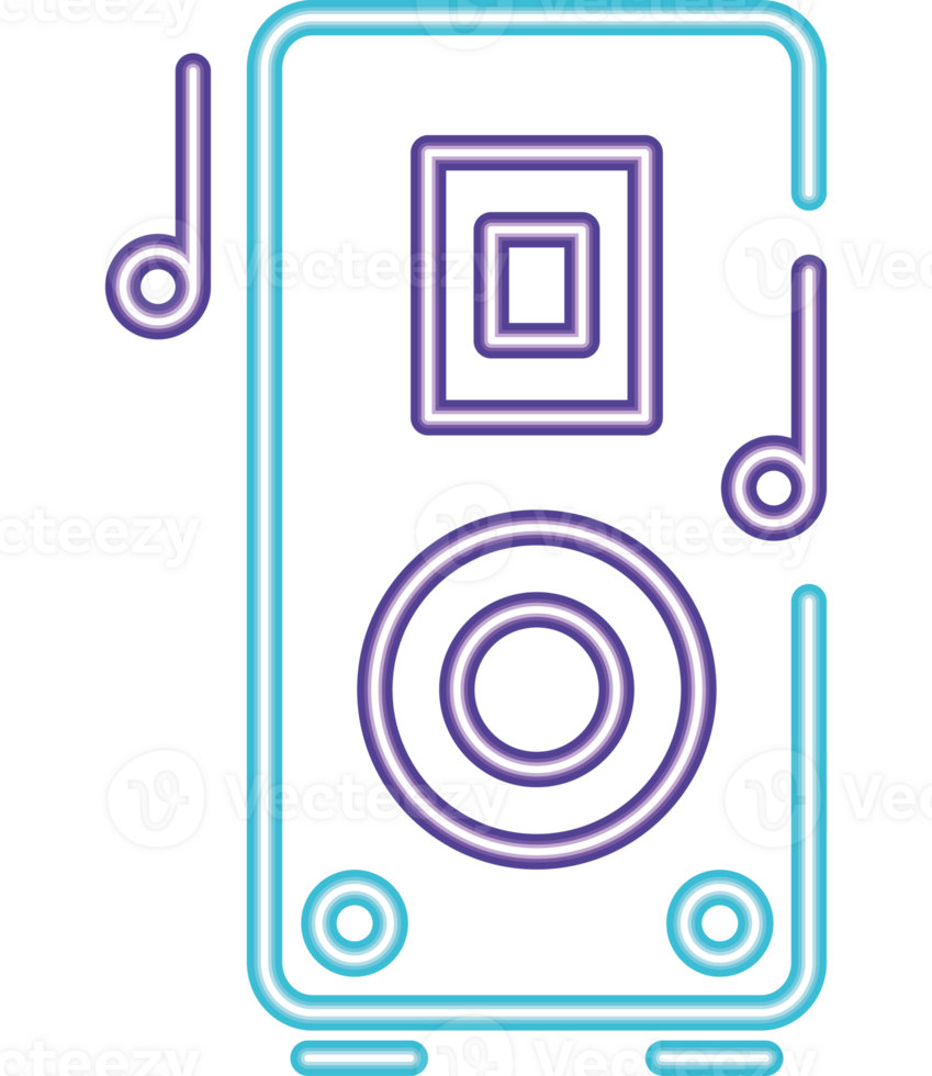 A neon lighted speaker icon png