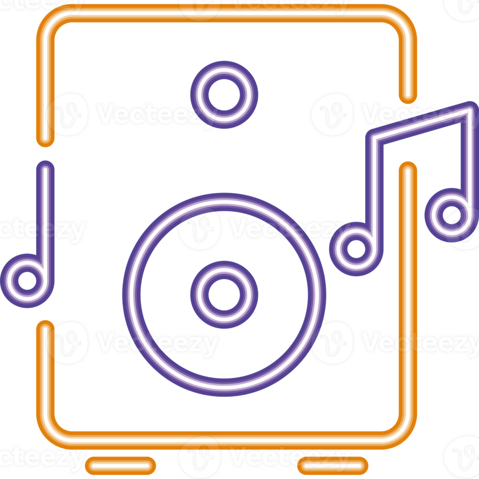 A neon sign with a speaker and music notes png