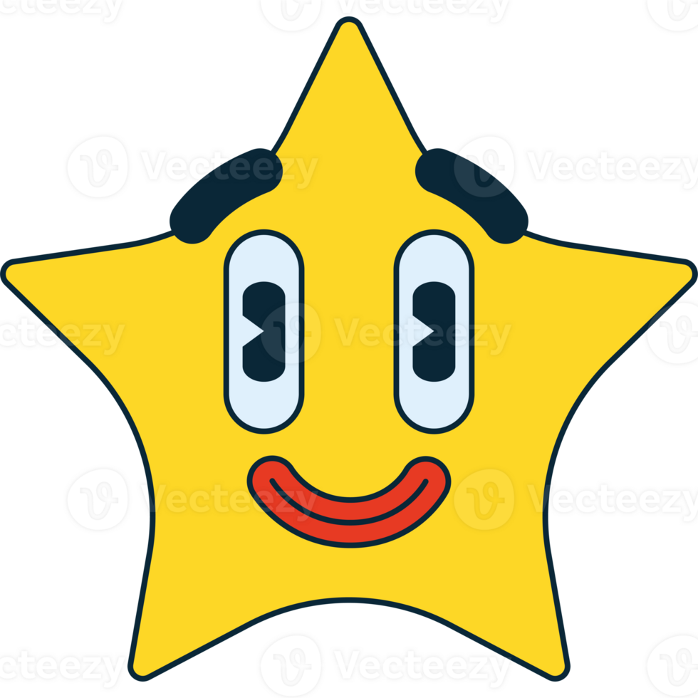 A yellow star with a smiley face png