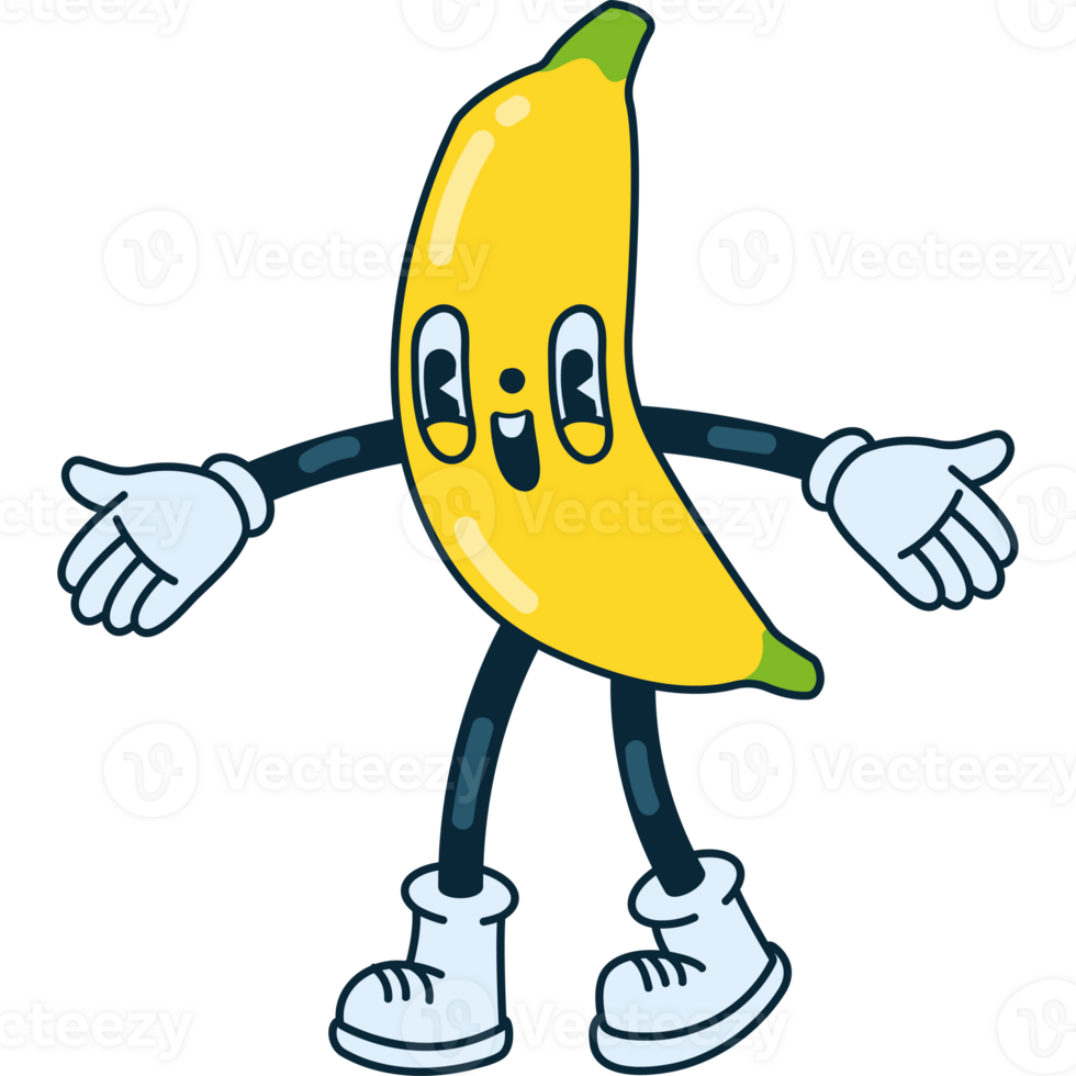 Banana character with arms outstretched png