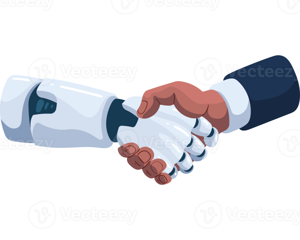 A robot hand shaking hands with a man png