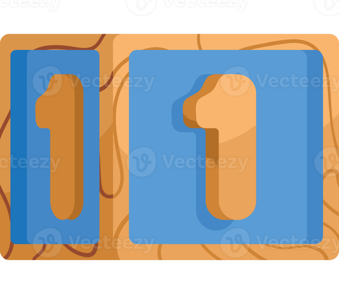 A wooden number one with a number two on it png