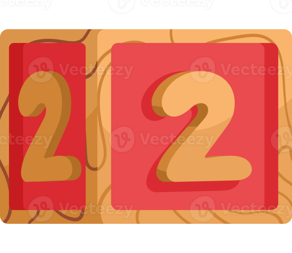 Two wooden blocks with the number two on them png
