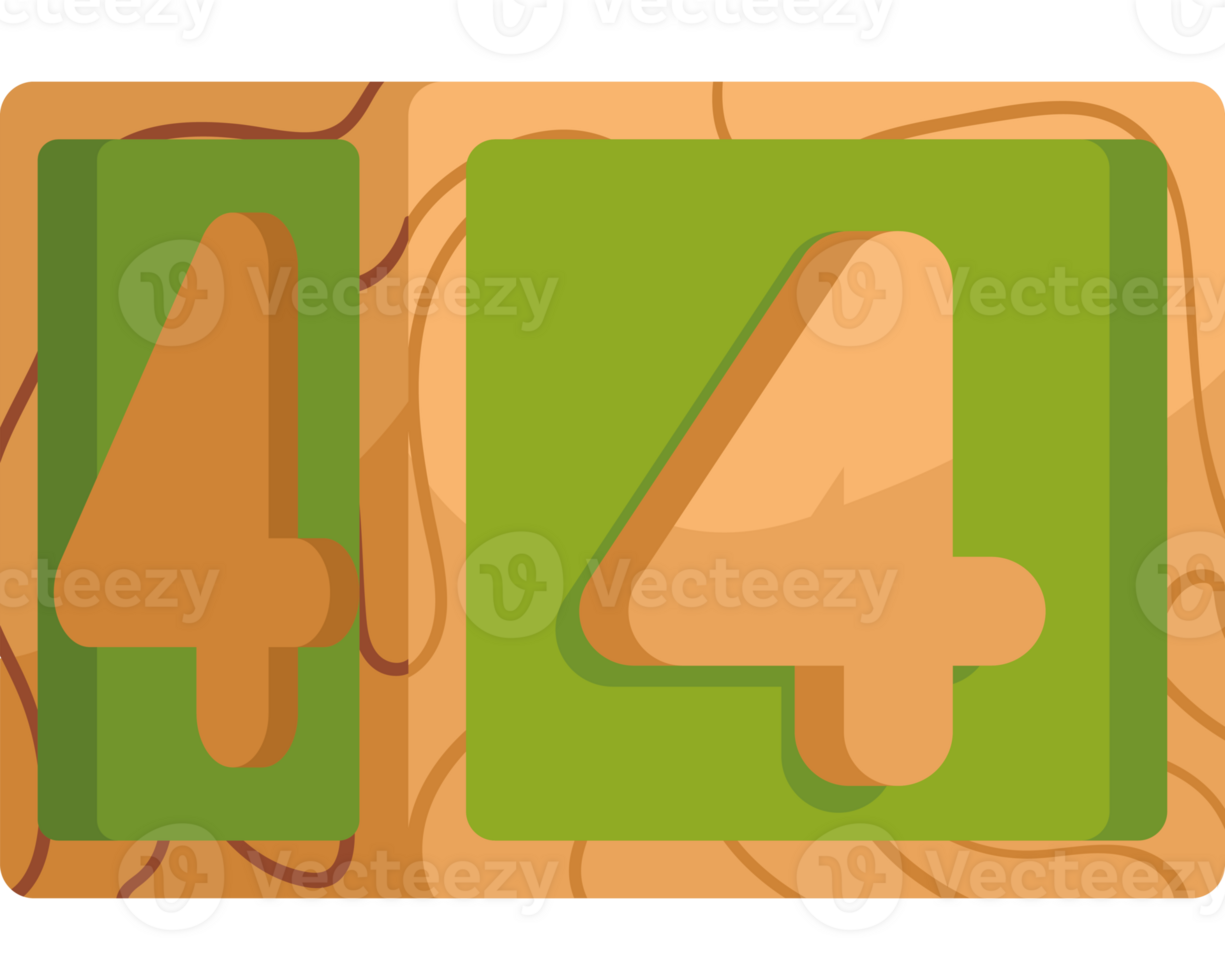 Four wooden blocks with numbers on them png