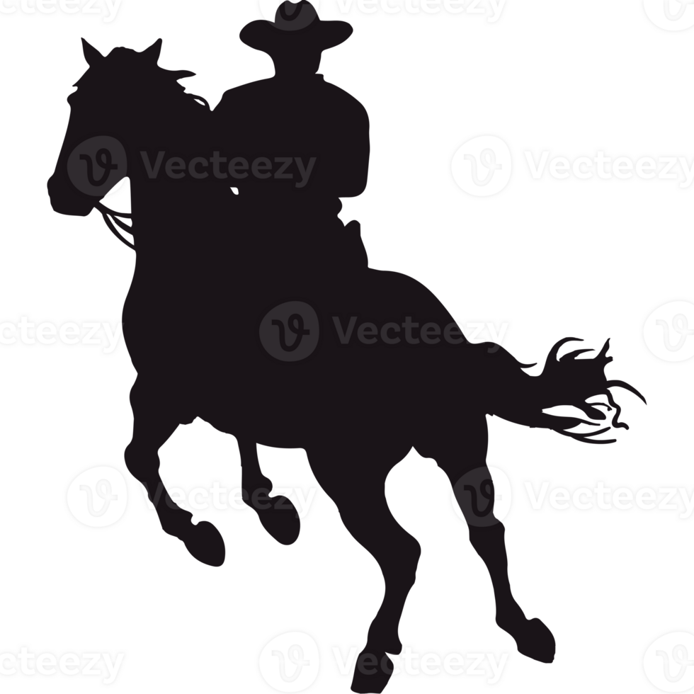 A silhouette of a cowboy riding a horse png