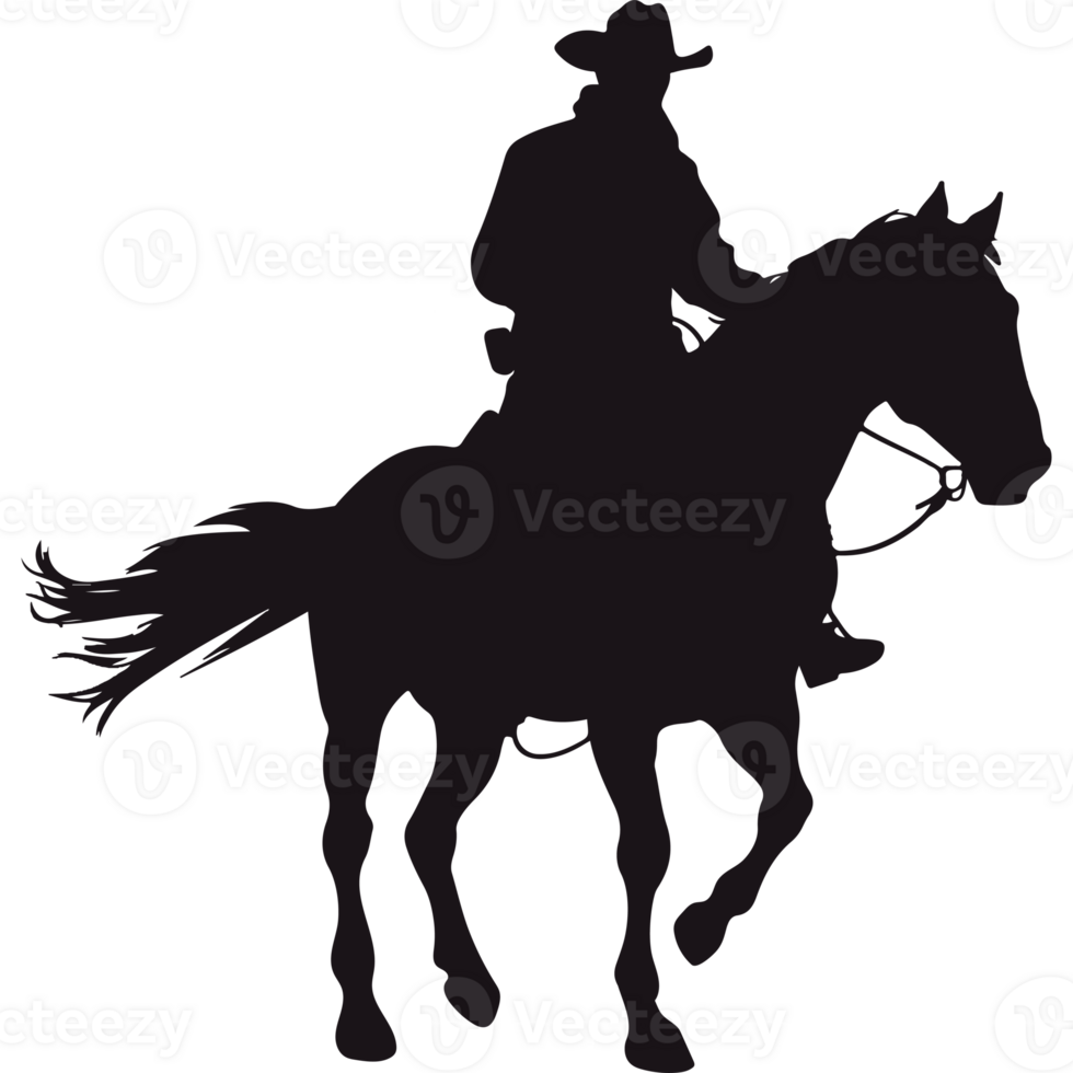 A silhouette of a cowboy riding a horse png