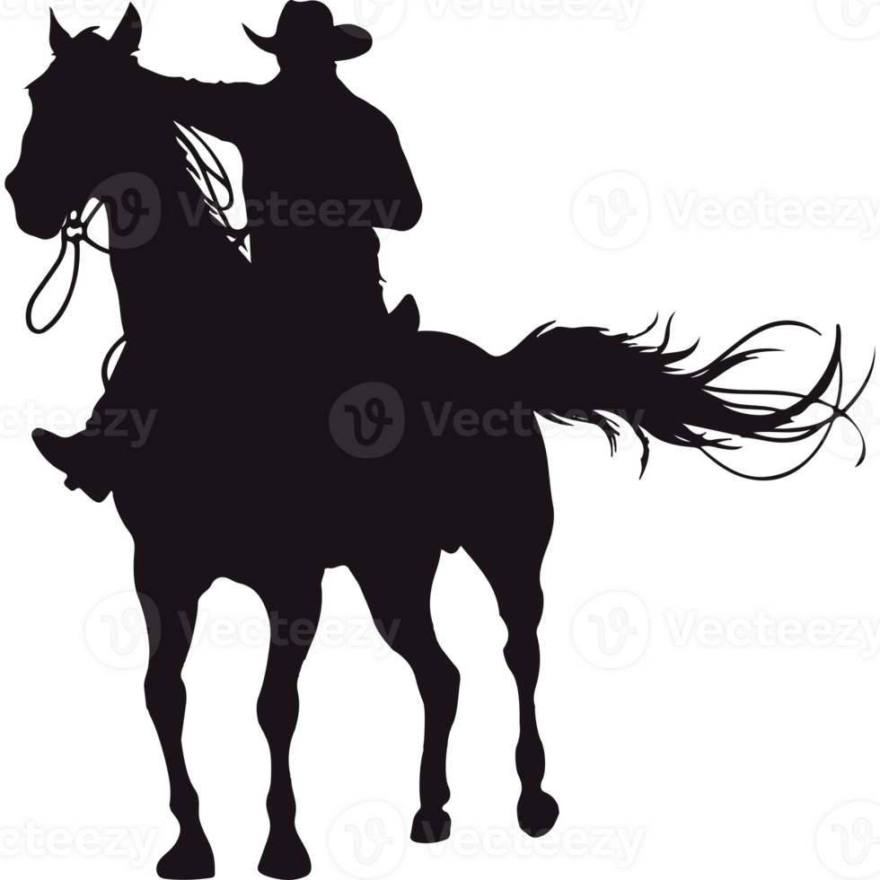 A silhouette of a cowboy riding a horse png