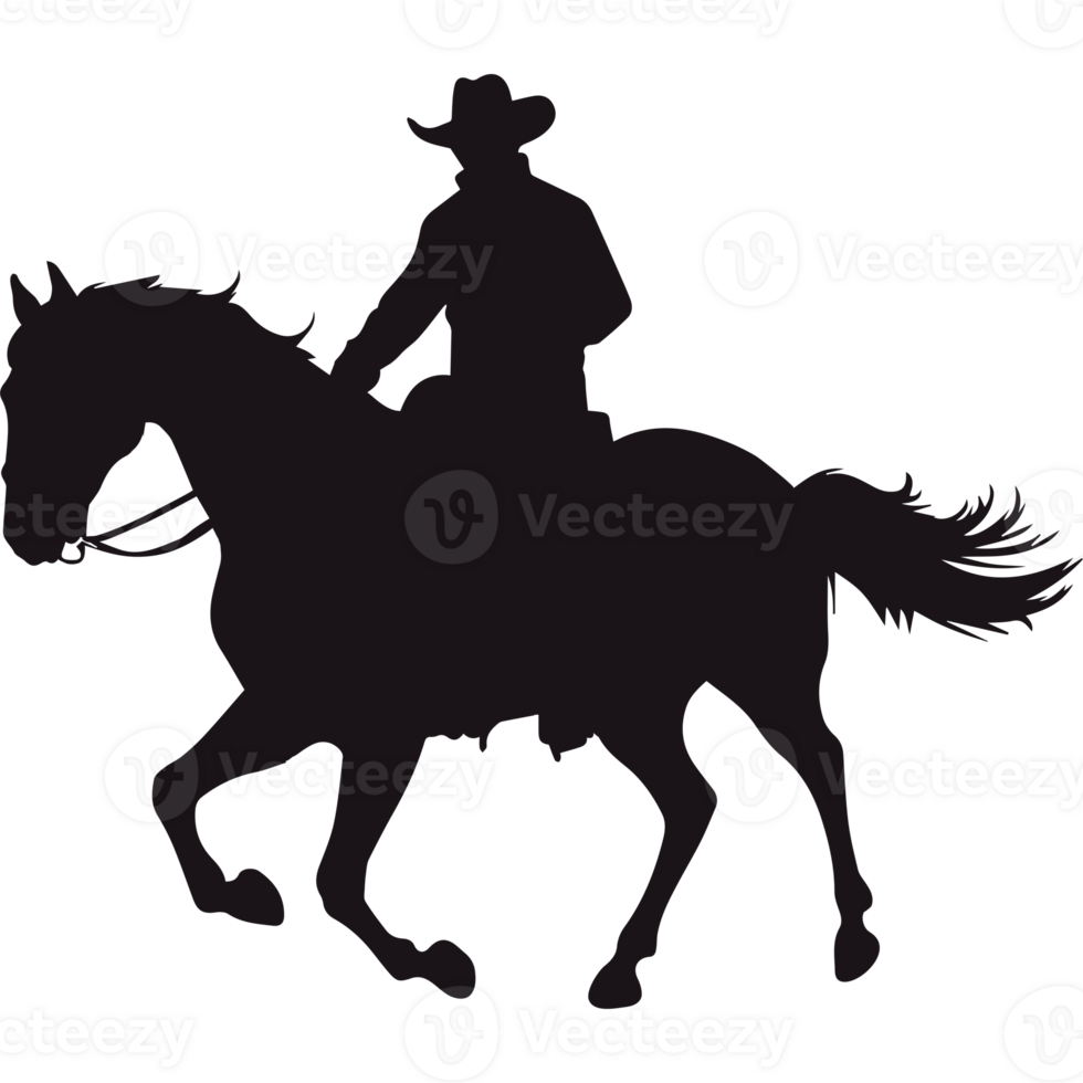 A silhouette of a cowboy riding a horse png