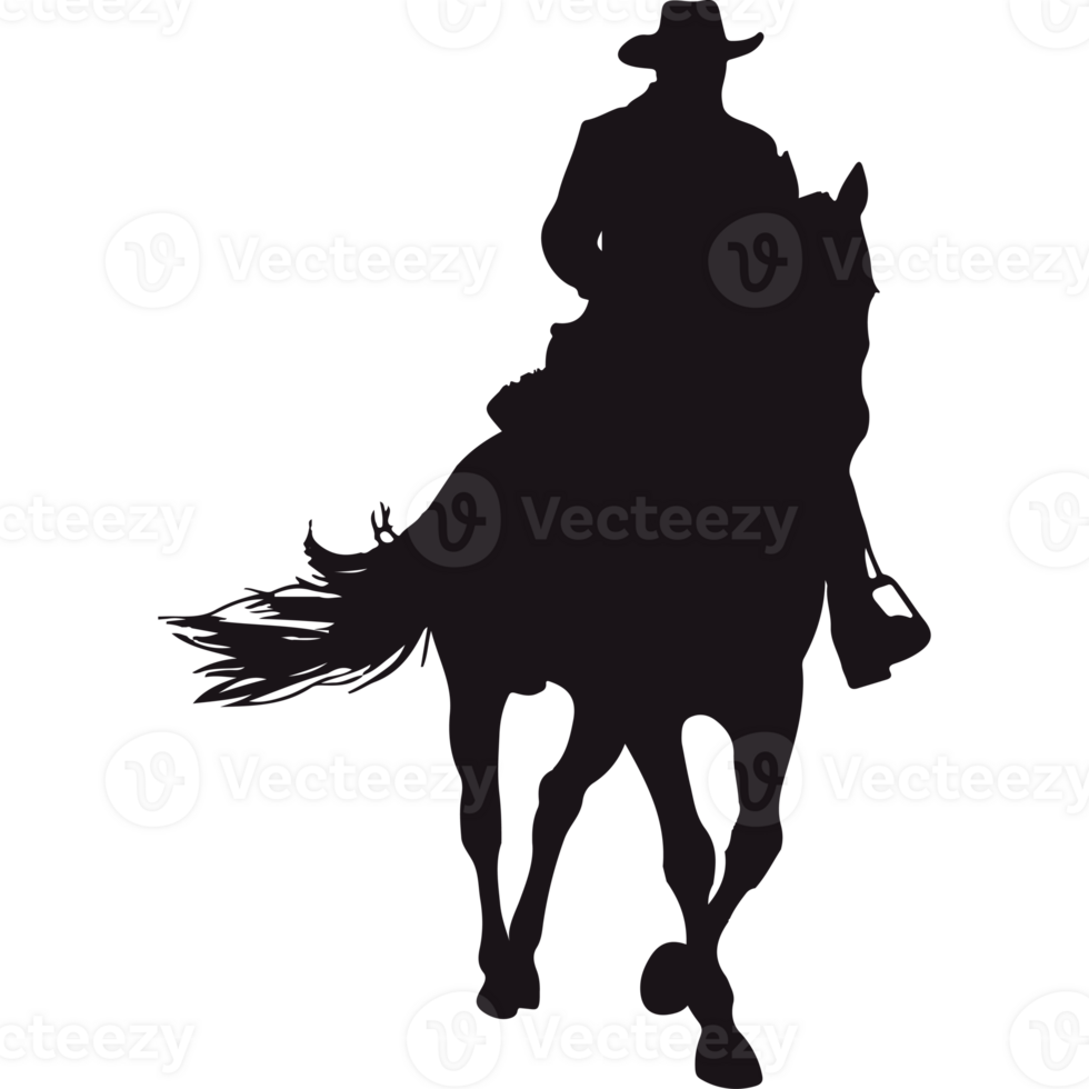A silhouette of a cowboy riding a horse png