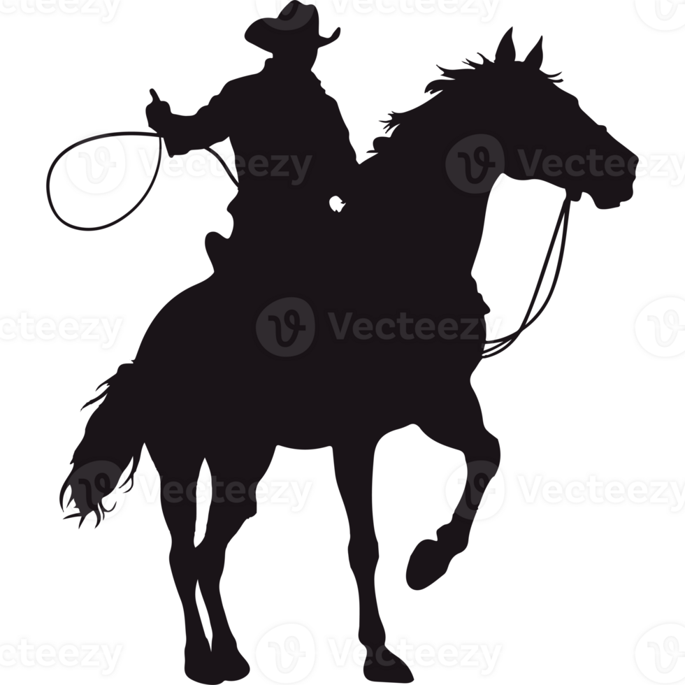 A silhouette of a cowboy riding a horse png