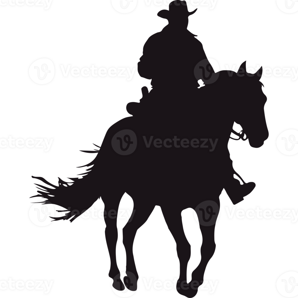 A silhouette of a cowboy riding a horse png