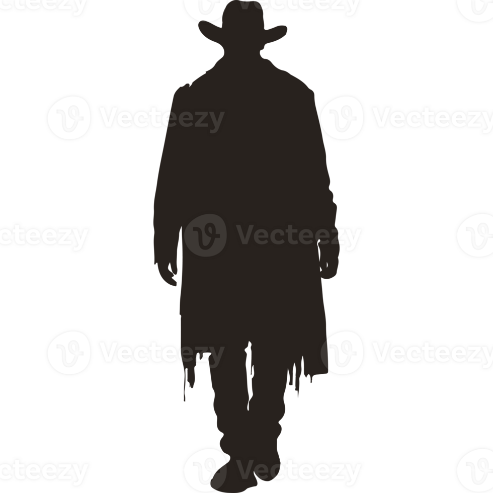 The silhouette of a man in a cowboy hat png
