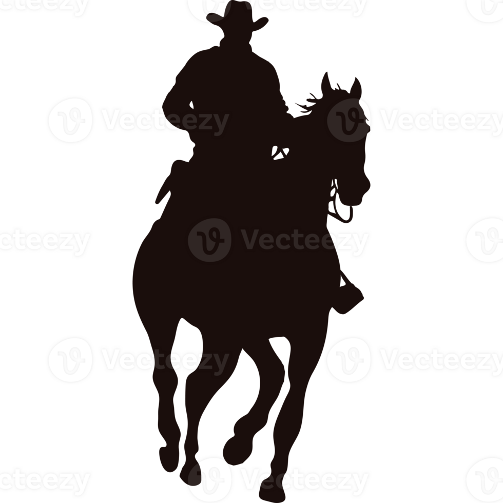 Cowboy silhouette on horseback png