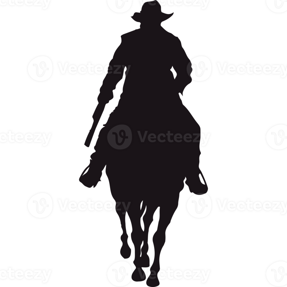 Cowboy silhouette on black background png