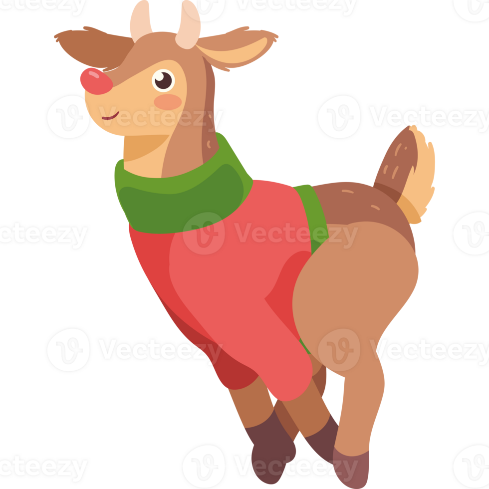 A cartoon deer wearing a red sweater png