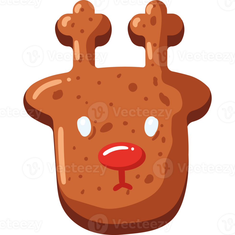 A cartoon reindeer head with red nose png