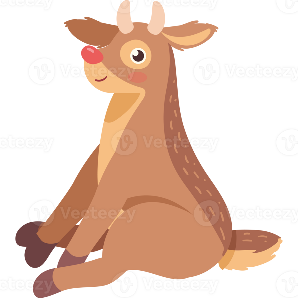 A cartoon deer sitting on the ground png