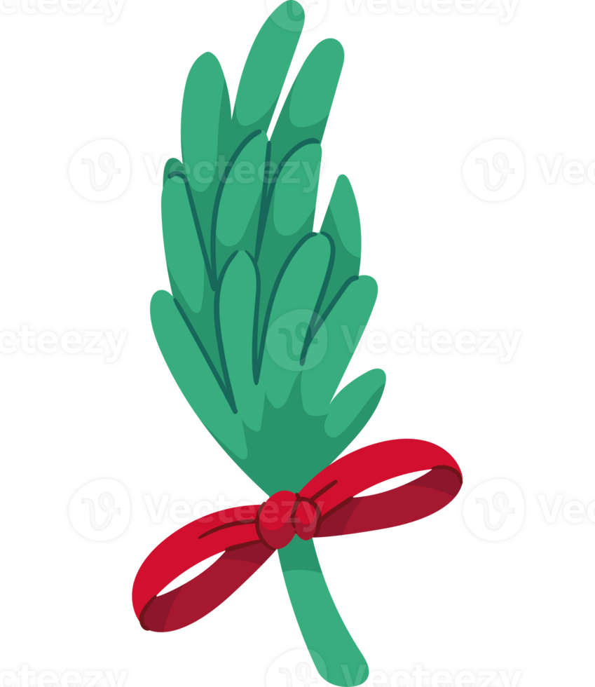 A green plant with a red ribbon tied around it png