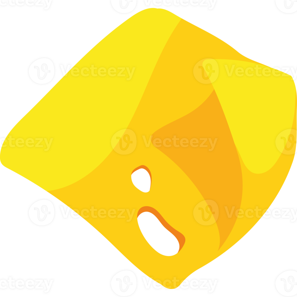 A yellow cheese slice with a face on it png