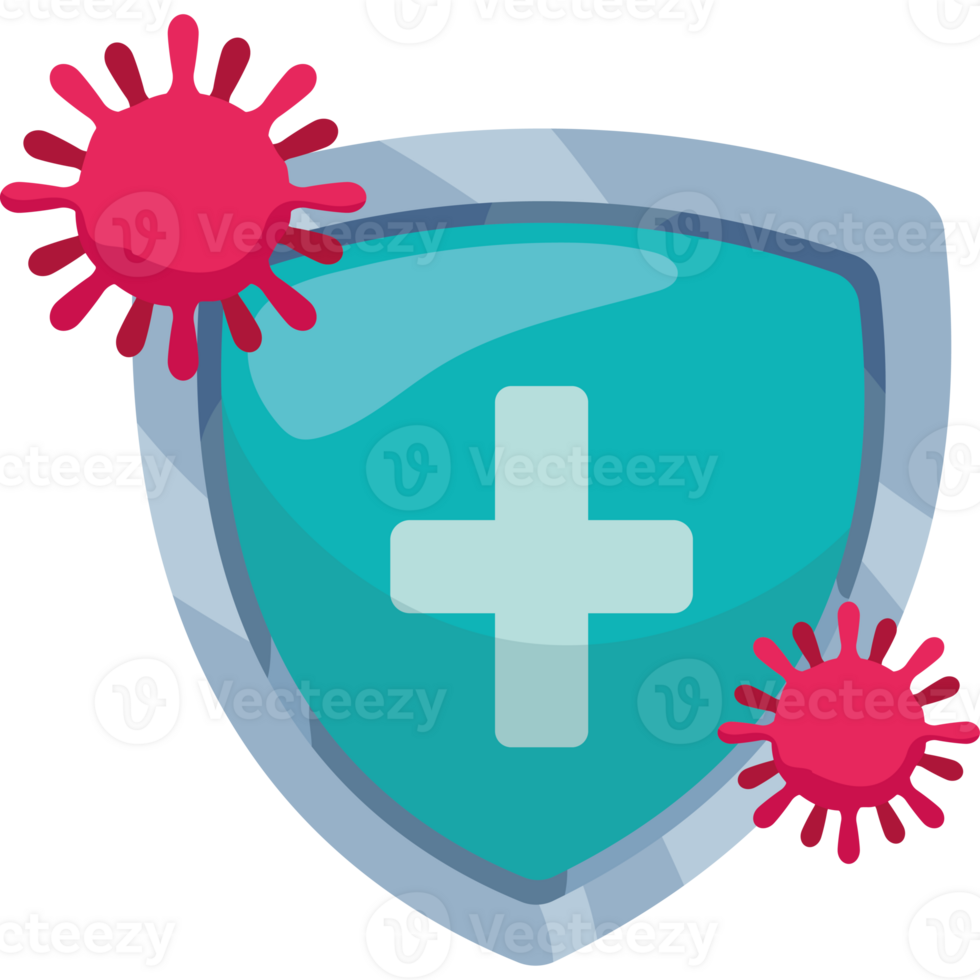 A shield with a cross and a pink virus png