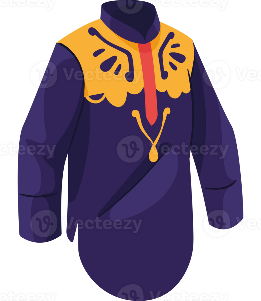 uma roxa camisa com amarelo e laranja acentos png