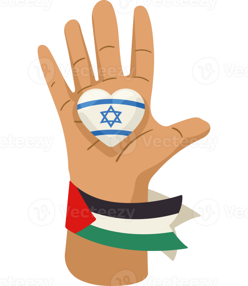 Israeli flag and heart in hand png
