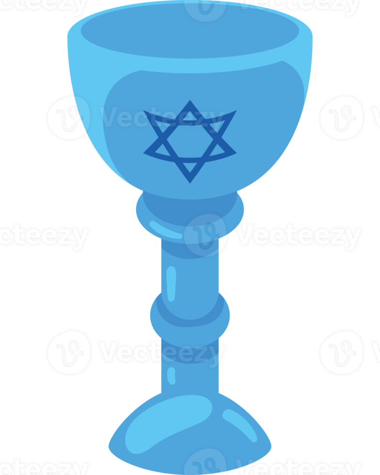 A blue goblet with a star of david on it png