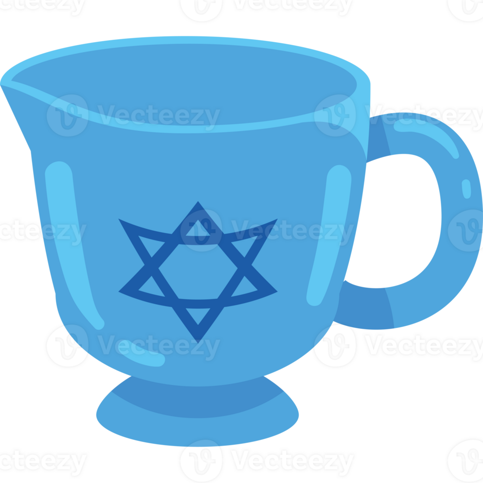A blue jug with a star of david on it png