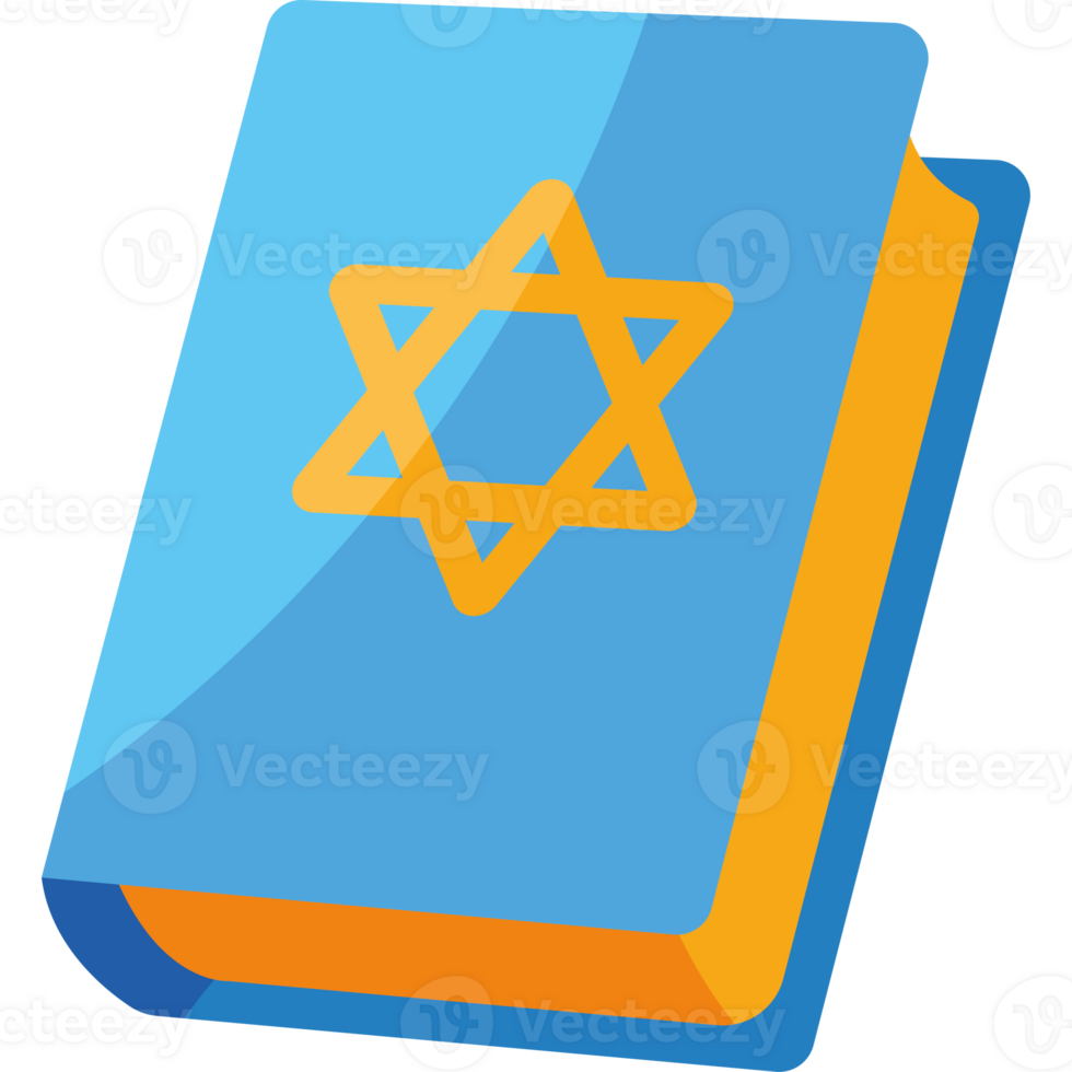A blue book with an orange star of david on it png
