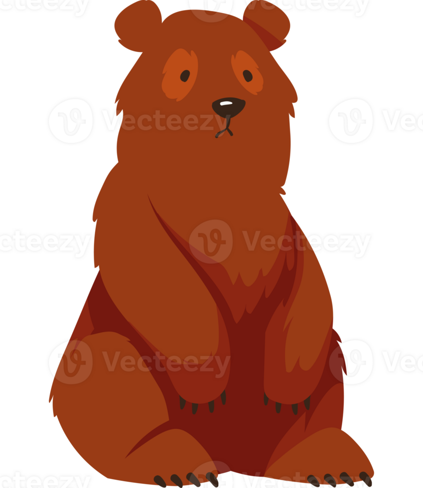 A cartoon brown bear sitting on its back png