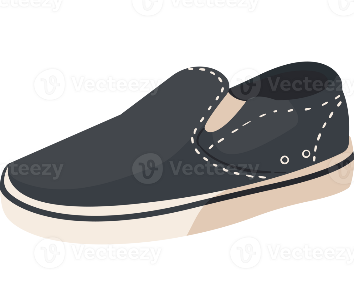 A black shoe with white stitching png