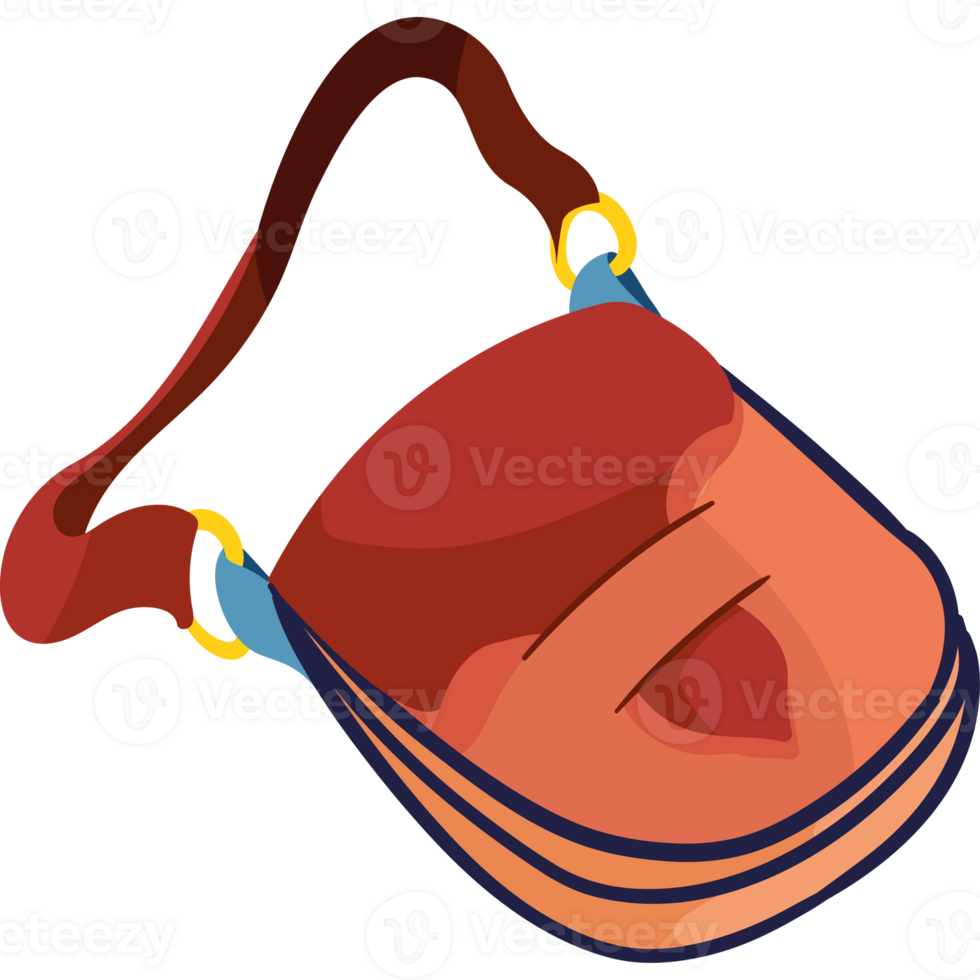 A red and orange bag with a strap png