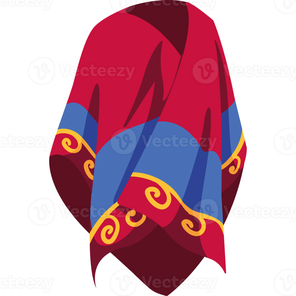 A red and blue shawl with a blue border png