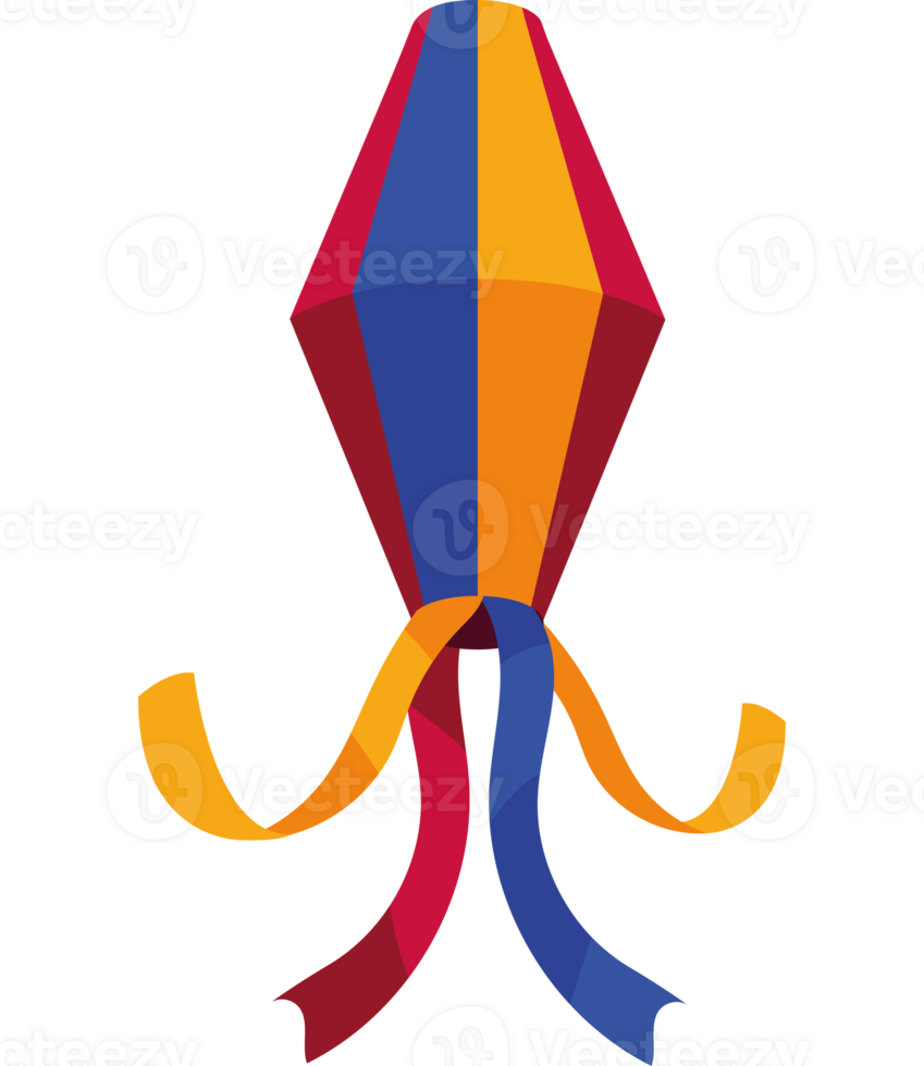 A colorful kite with a ribbon around it png