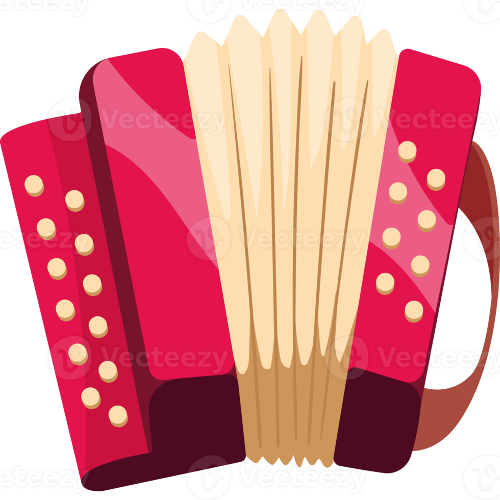 A red accordion with white dots png