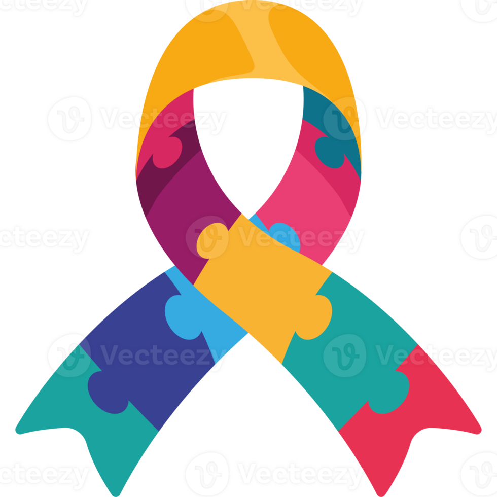 A colorful autism awareness ribbon png
