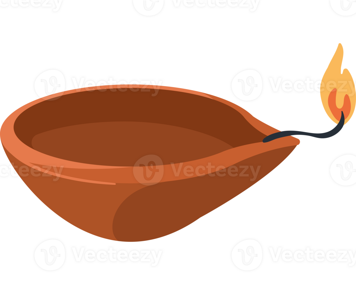 An orange clay bowl with a burning candle png