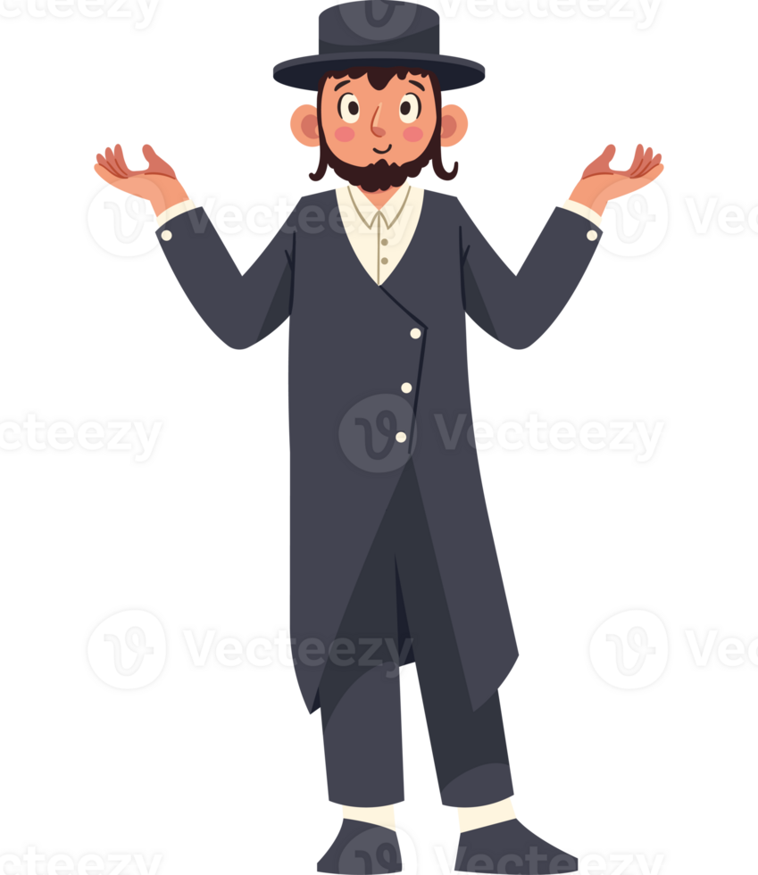 A cartoon man in a suit and hat png