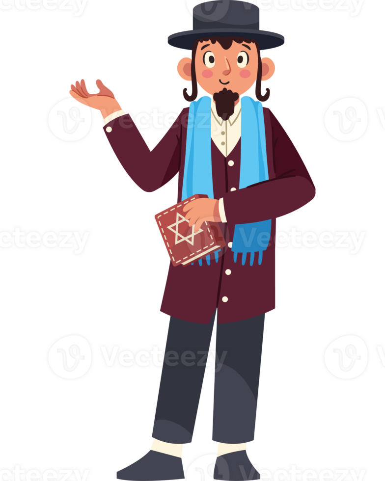 Jewish man with hat and scarf illustration png