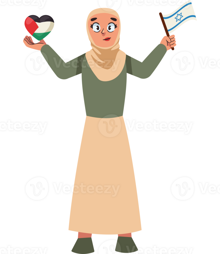Israeli woman holding a heart and a flag png
