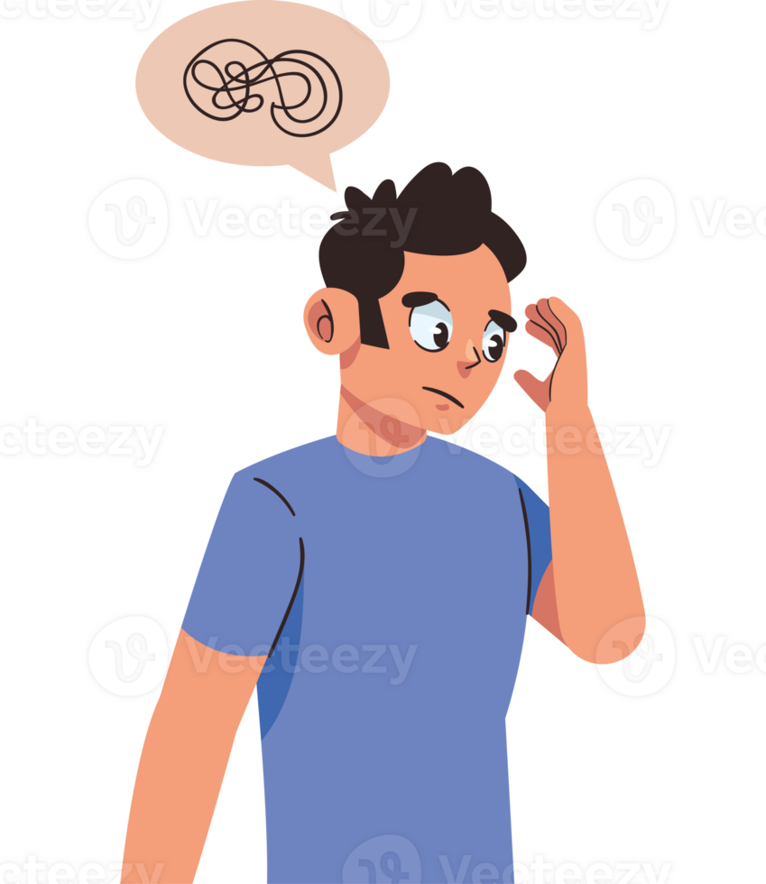 A man is thinking about something with a bubble above his head png