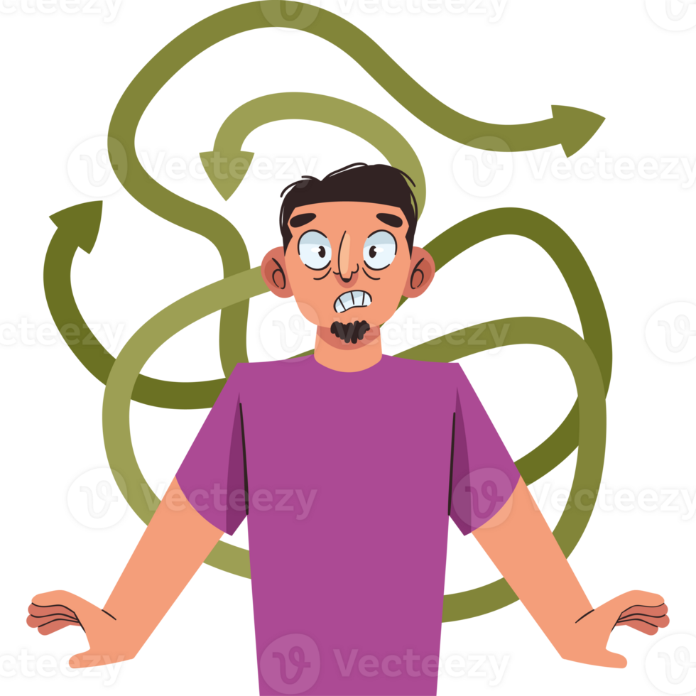 A man with his arms outstretched and surrounded by arrows png