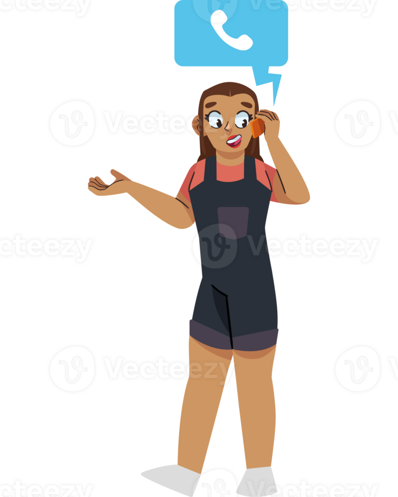 A cartoon man talking on the phone with a speech bubble png