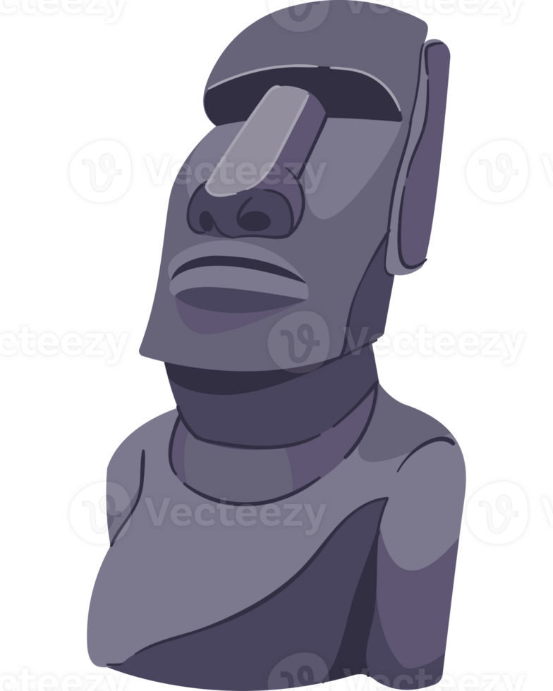 An easter island statue is shown in a cartoon style png