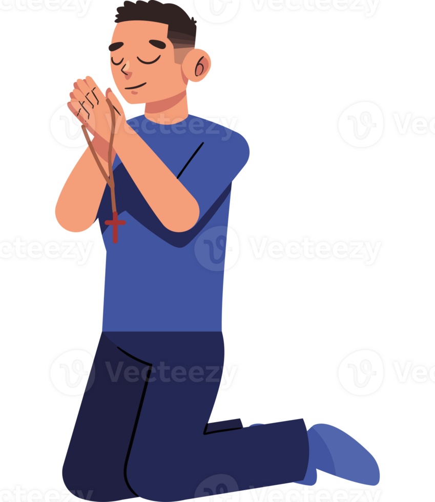 une homme prier avec le sien mains plié png