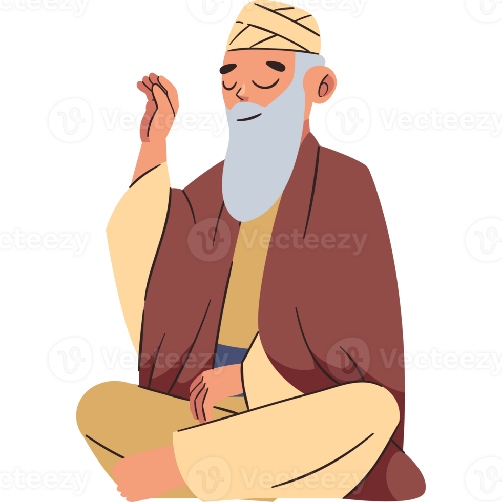 An old man sitting in meditation png